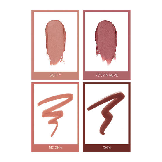 ROSYMAUVE+SOFTY+CHAI+MOCHA BLUSHEDLIPSET